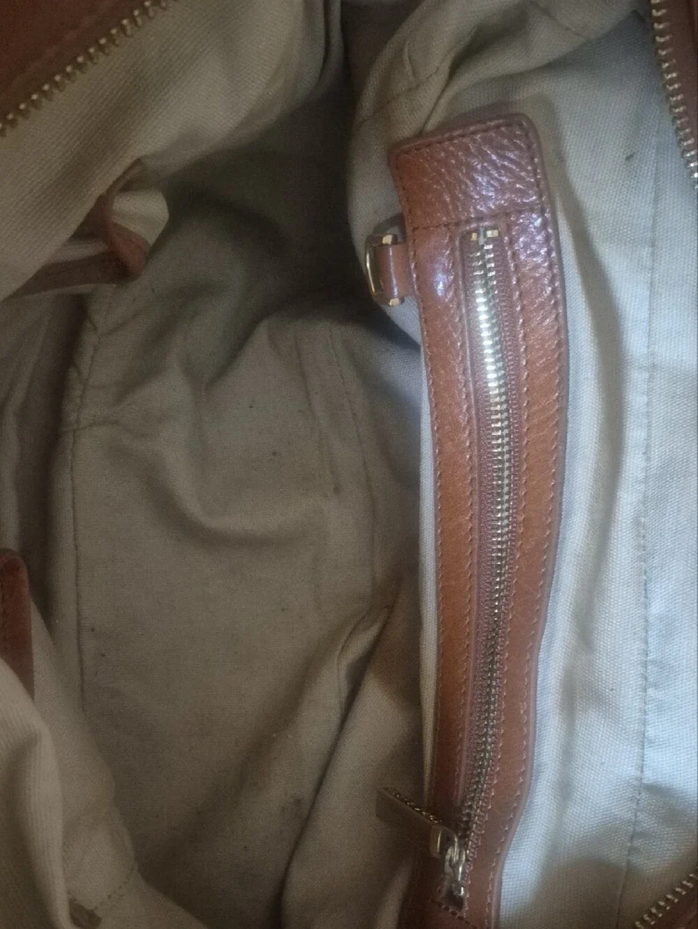 Tory Burch Cognac Brown Leather Crossbody Satchel with Gold Hardware
